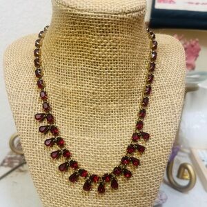 Avon red rhinestone with gold tone chain vintage 2004